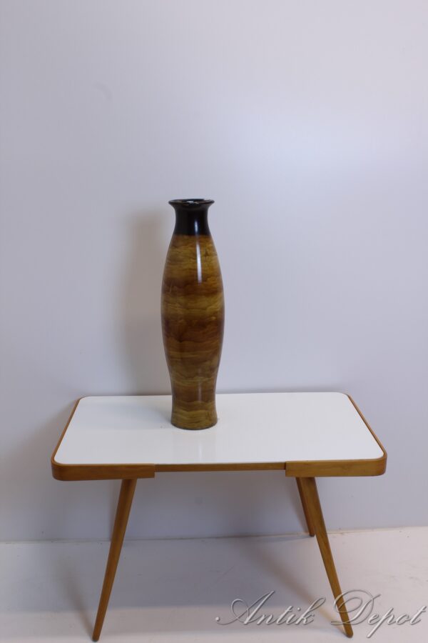 Velká skleněná vintage váza s motivem dřeva