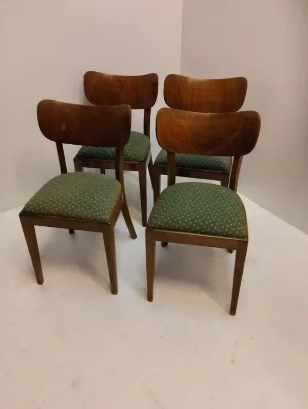 Retro židle TON se zeleným polstrováním